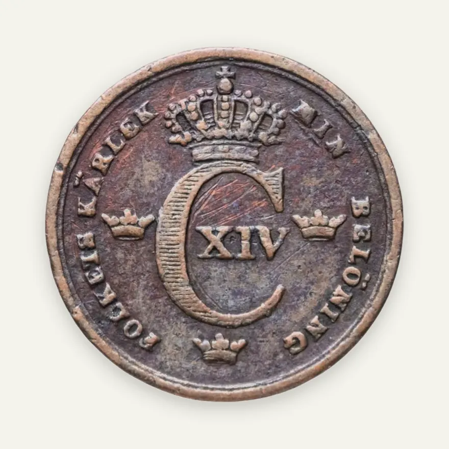 Швеция 1/6 скиллинга банко (skilling banco) 1836, аверс