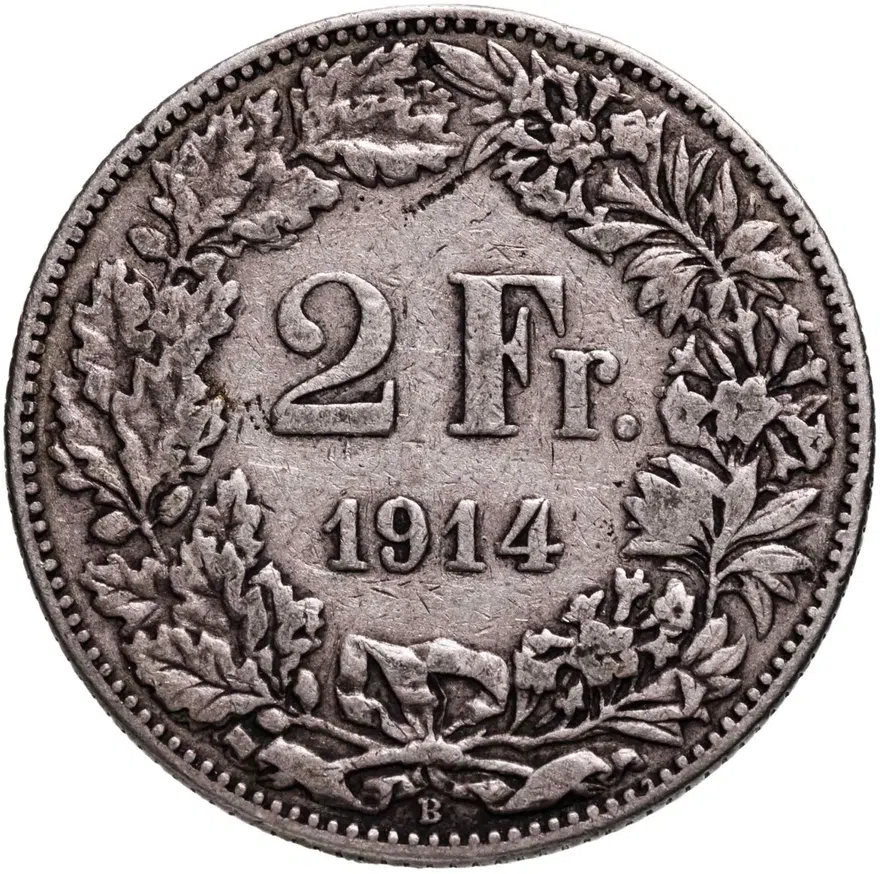 Швейцария 2 франка (francs) 1914