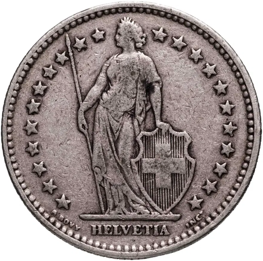 Швейцария 2 франка (francs) 1914, реверс