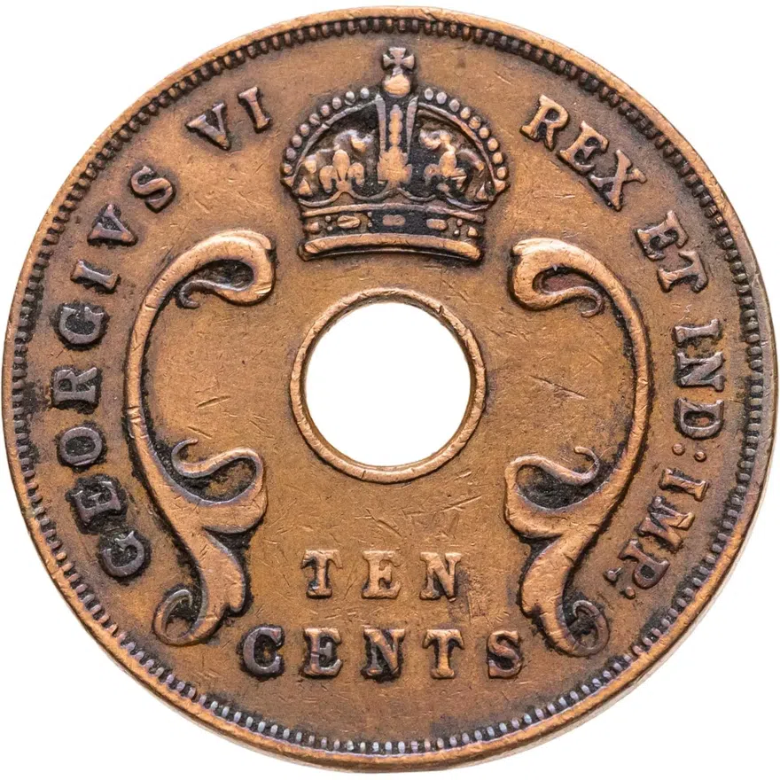 Британская Восточная Африка 10 центов (cents) 1943, реверс