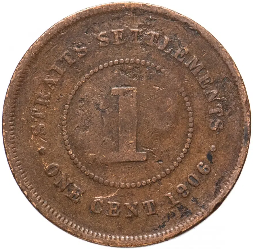 Стрейтс Сетлментс 1 цент (cent) 1906, реверс