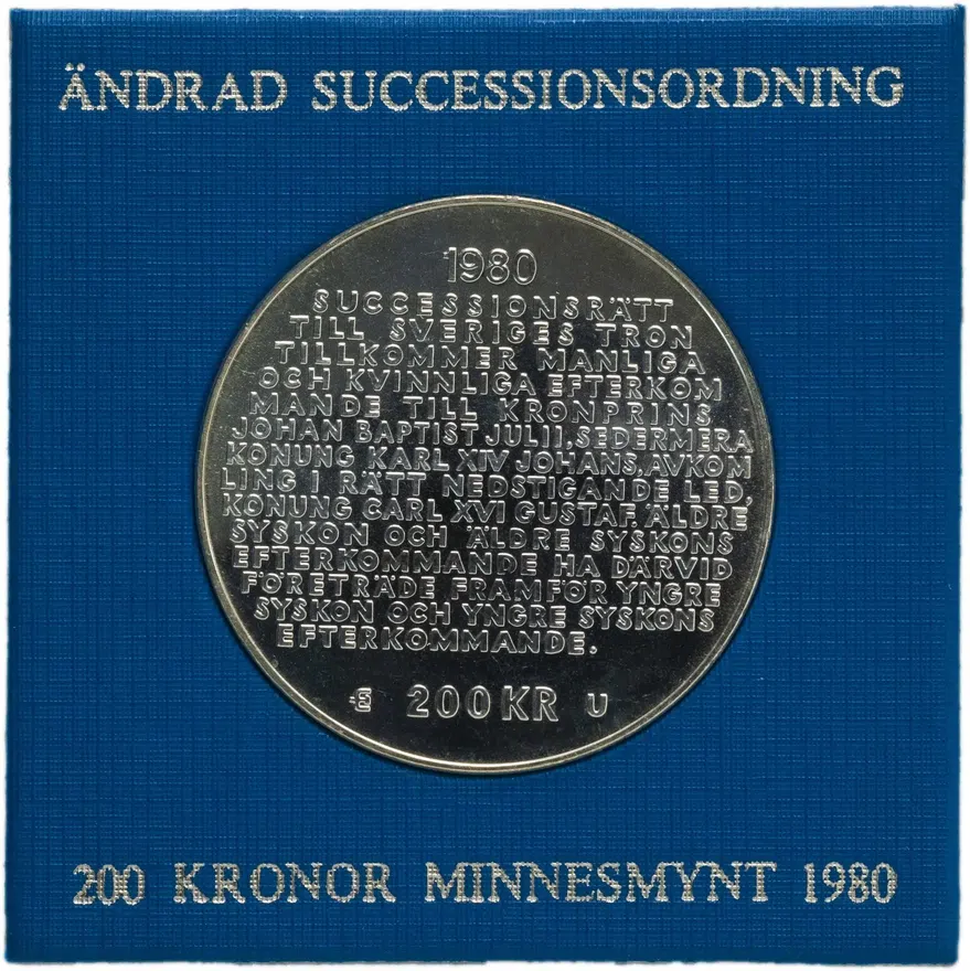 Швеция 200 крон 1980 "Шведский закон наследования короны", аверс