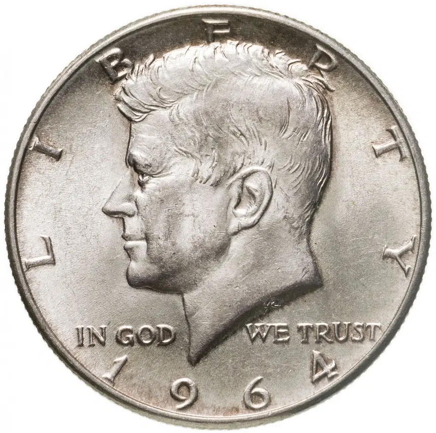 США 50 центов (1/2 доллара, half dollar) 1964 D Kennedy Half Dollar (Кеннеди) знак монетного двора "D" - Денвер