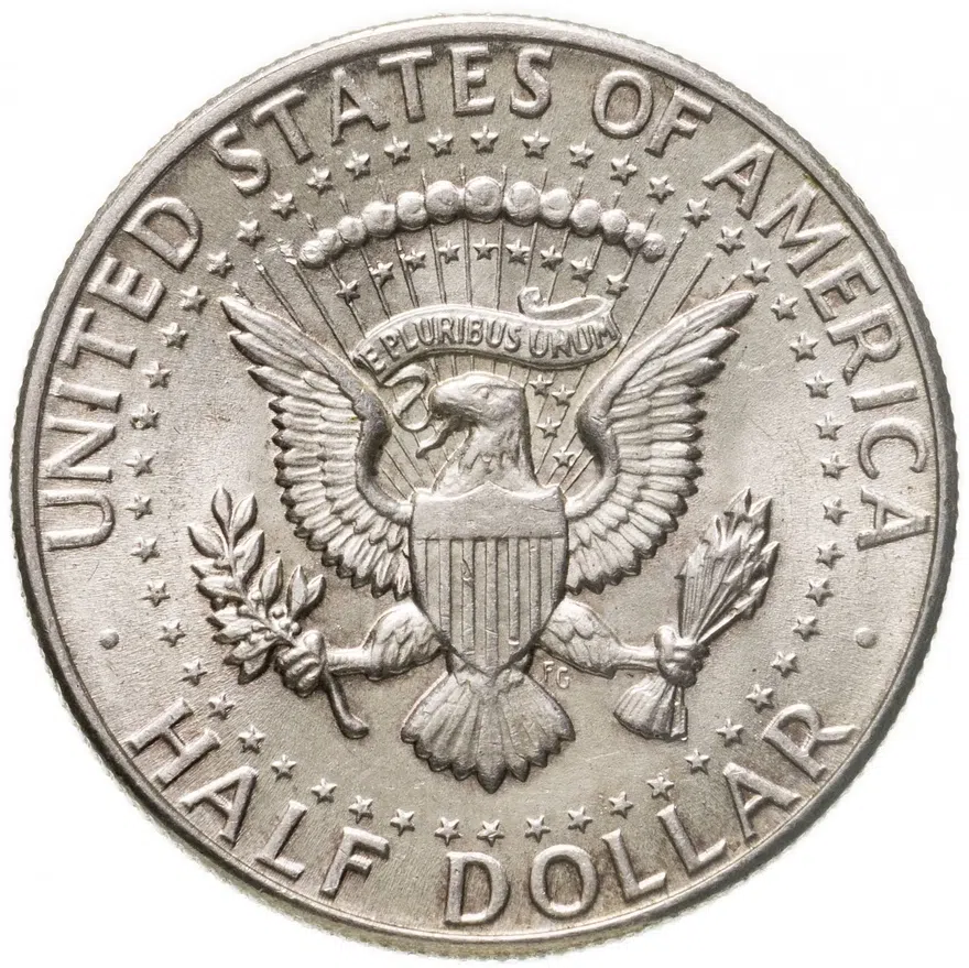 США 50 центов (1/2 доллара, half dollar) 1964 D Kennedy Half Dollar (Кеннеди) знак монетного двора "D" - Денвер, реверс