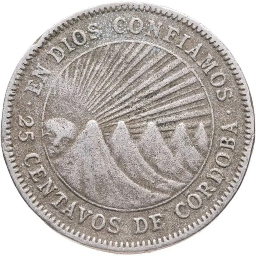 Никарагуа 25 сентаво (centavos) 1956, реверс