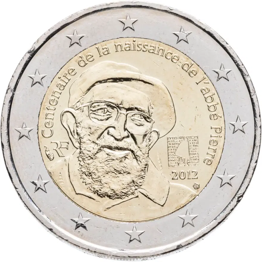 Франция 2 евро (euro) 2012 "100 лет со дня рождения аббата Пьера", реверс