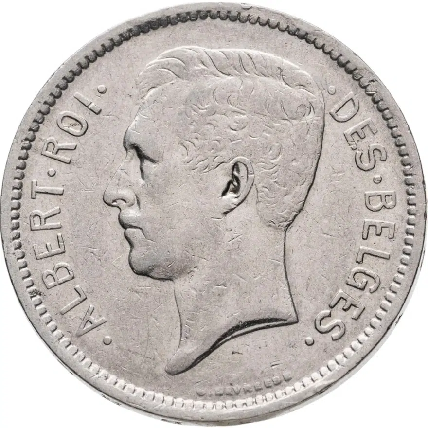 Бельгия 5 франков (francs) 1931  Надпись на французском - 'ALBERT ROI DES BELGES'
