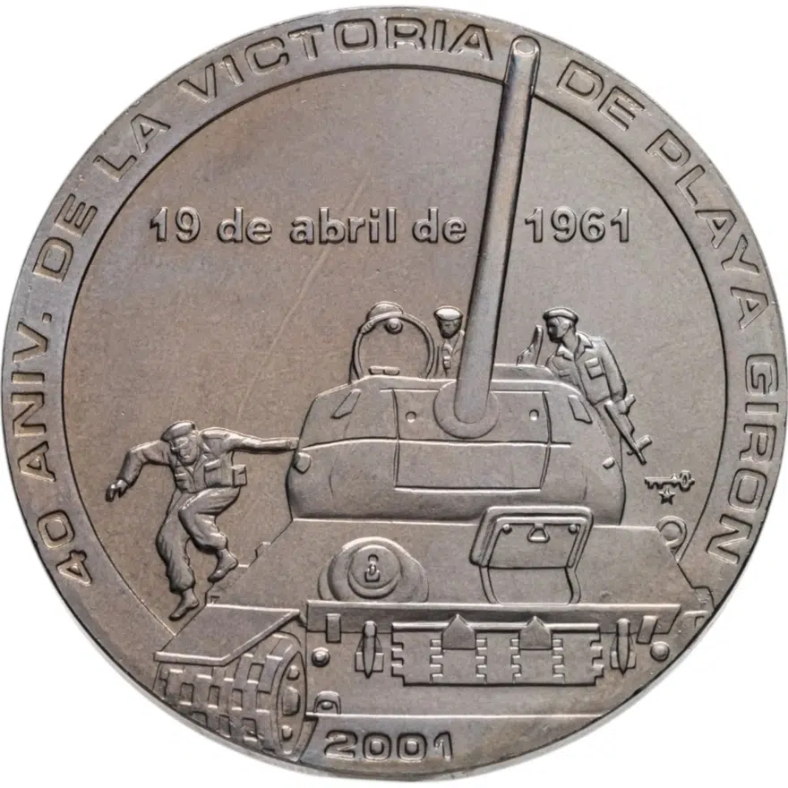 Куба 1 песо (peso) 2001  40 лет сражению при Плайя-Хирон, аверс