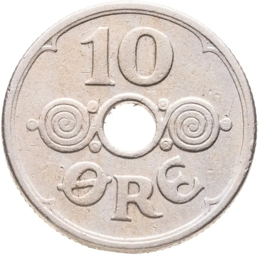 Дания 10 эре (ore) 1931, реверс
