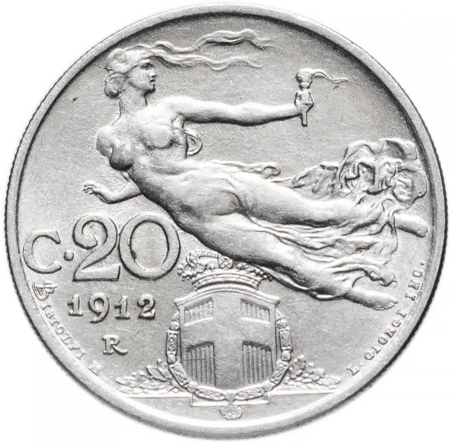 Италия 20 чентезимо (centesimi) 1912, реверс