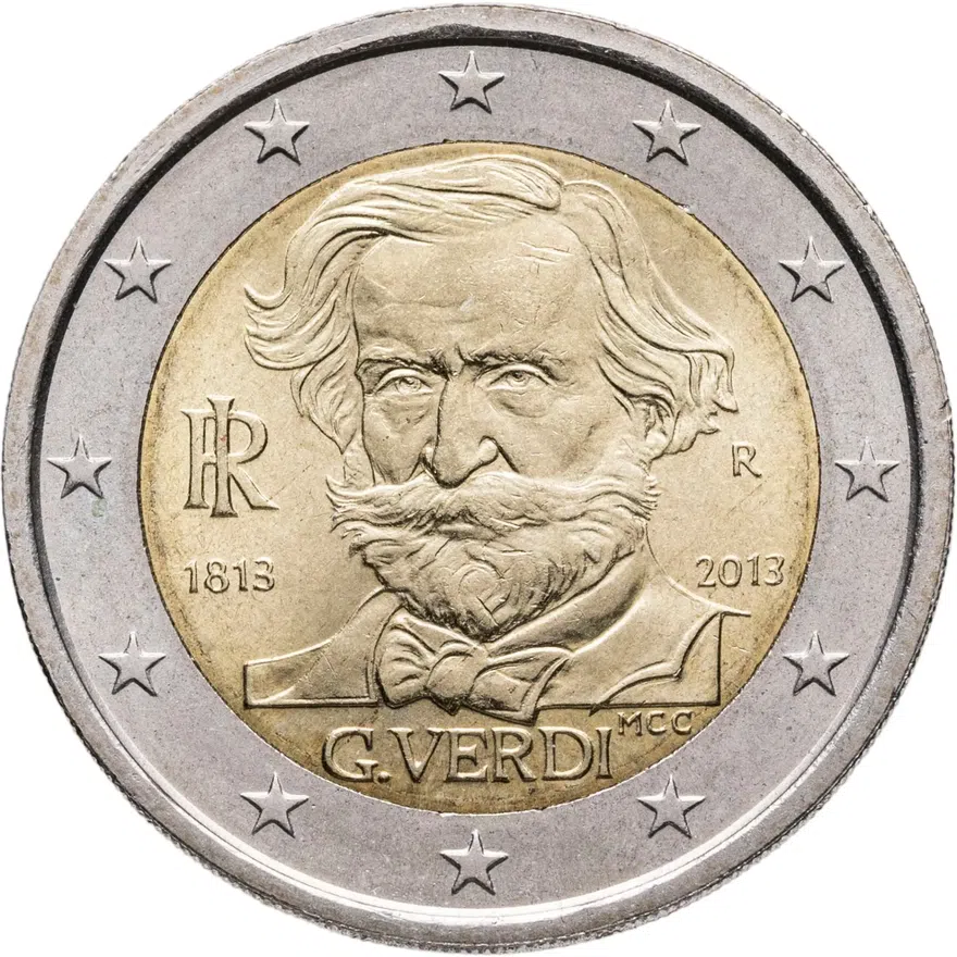 Италия 2 евро (euro) 2013 200 лет со дня рождения Джузеппе Верди, реверс