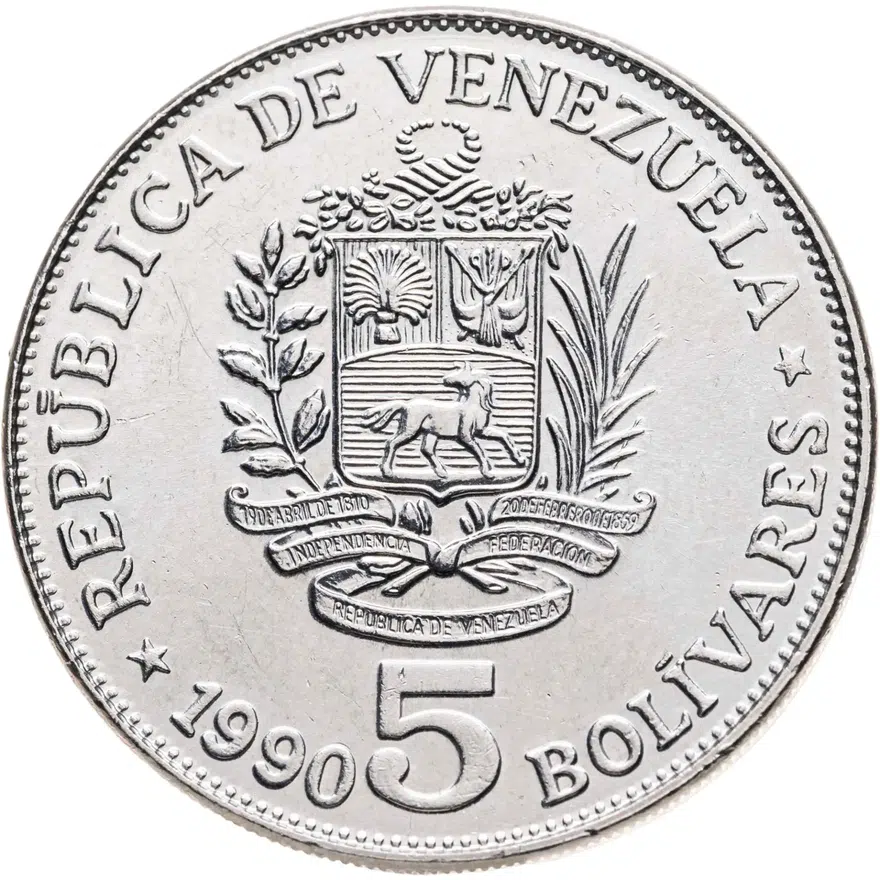 Венесуэла 5 боливаров (bolivares) 1990, реверс