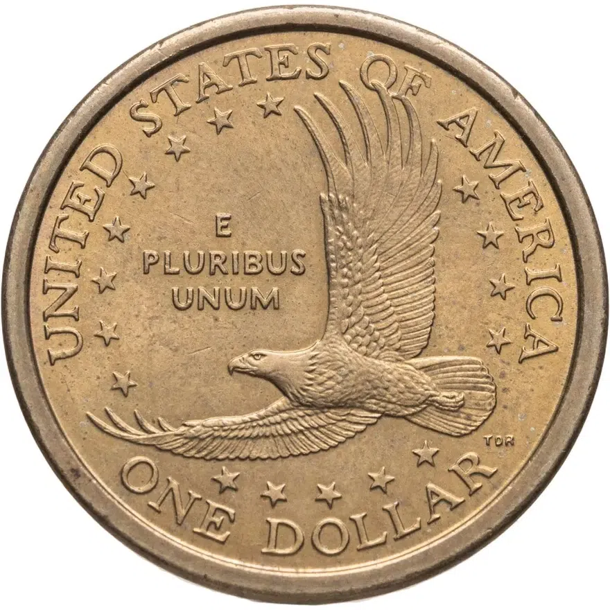 США 1 доллар (dollar) 2000 P Sacagawea dollar (Сакагавея доллар - парящий орёл) знак монетного двора "P" - Филадельфия, реверс