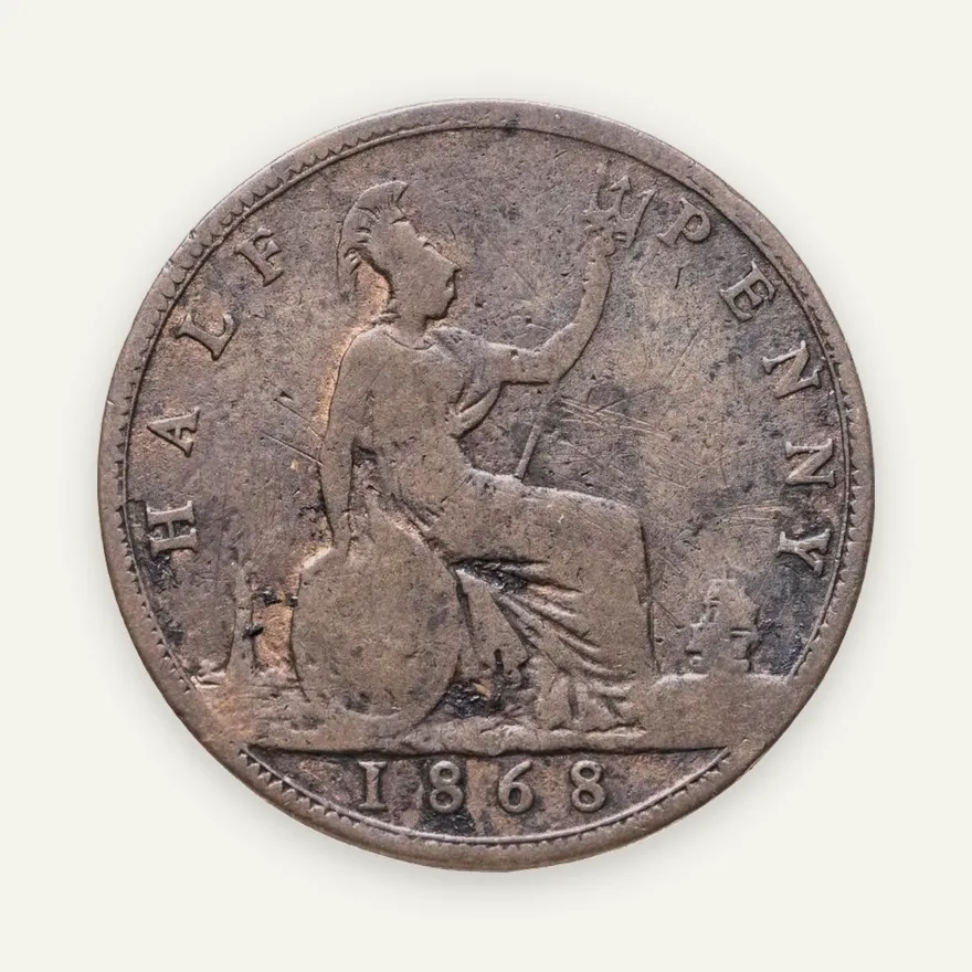 Великобритания 1/2 пенни (half penny) 1868, реверс