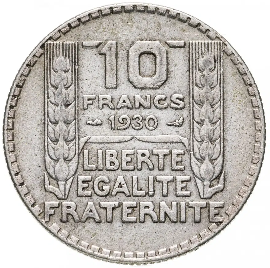 Франция 10 франков (francs) 1930, реверс