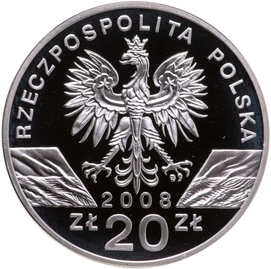 Польша 20 злотых (zlotych) 2008  Всемирная природа - Сапсан, реверс