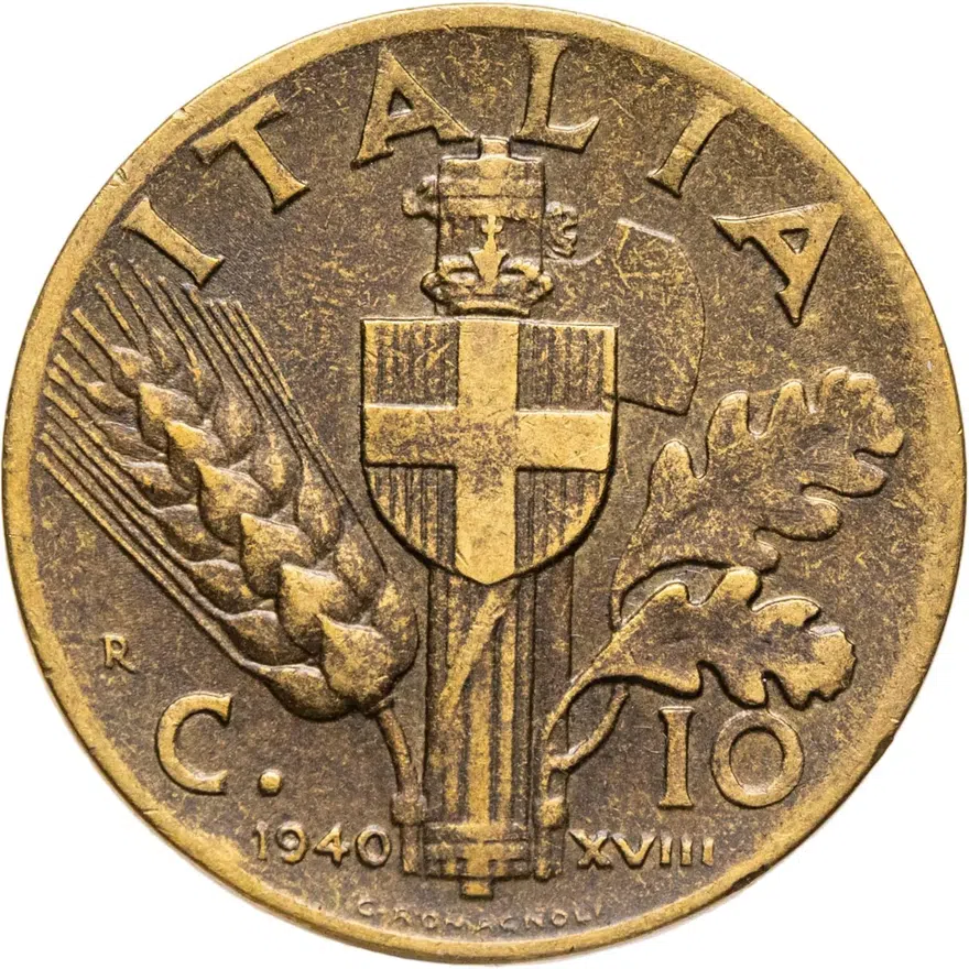 Италия 10 чентезимо (centesimi) 1940