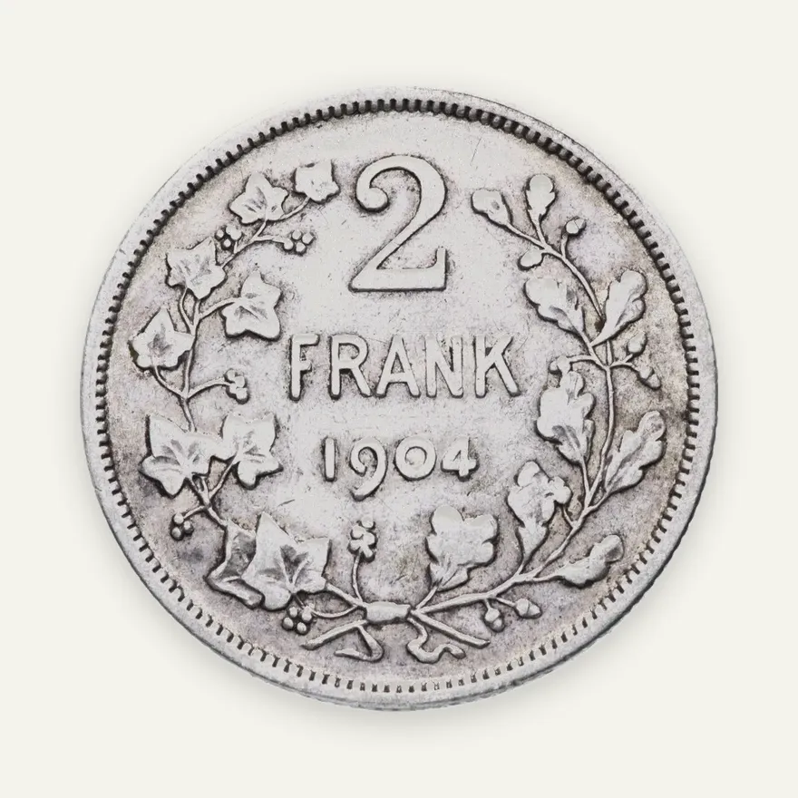 Бельгия 2 франка (francs) 1904   Надпись на голландском - 'DER BELGEN', реверс