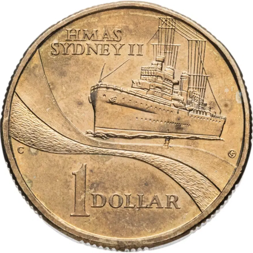 Австралия 1 доллар (dollar) 2000 HMAS Sydney II (крейсер Сидней)