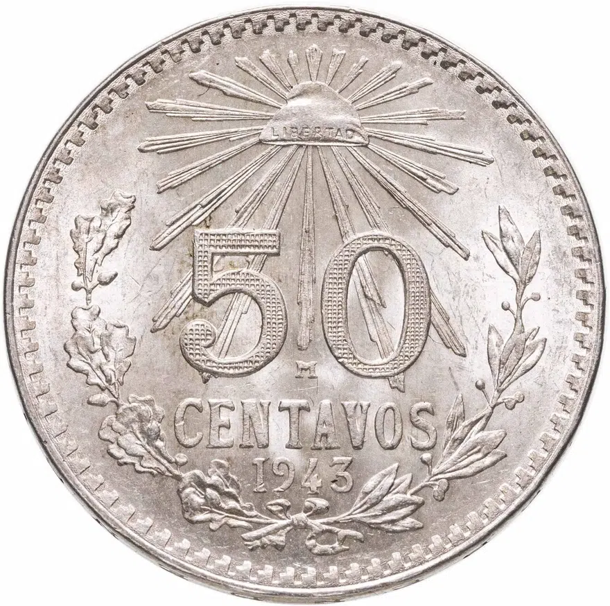 Мексика 50 сентаво (centavos) 1943