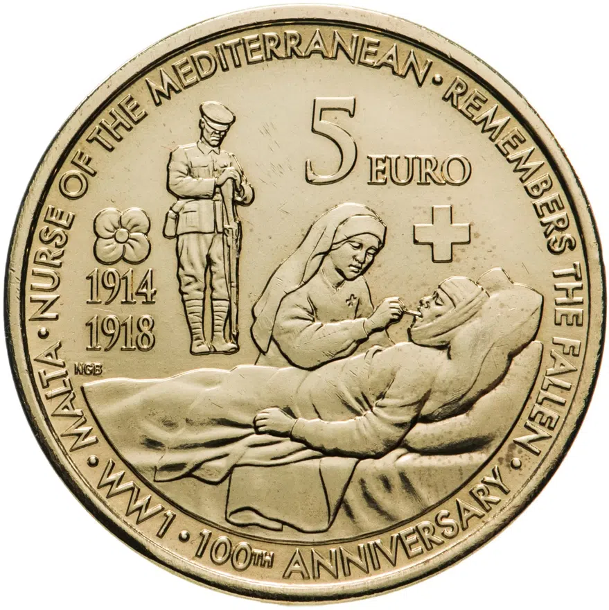 Мальта 5 евро (euro) 2014  First World War Centenary (100-летие Первой мировой войны)