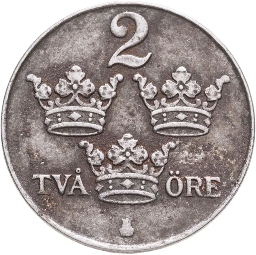 Швеция 2 эре (ore) 1950  Железо /серый цвет/, реверс