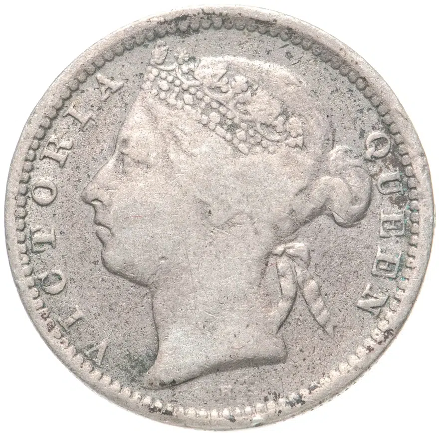 Стрейтс Сетлментс 10 центов (cents) 1900 H  знак монетного двора: "H" - Хитон, Бирмингем, аверс