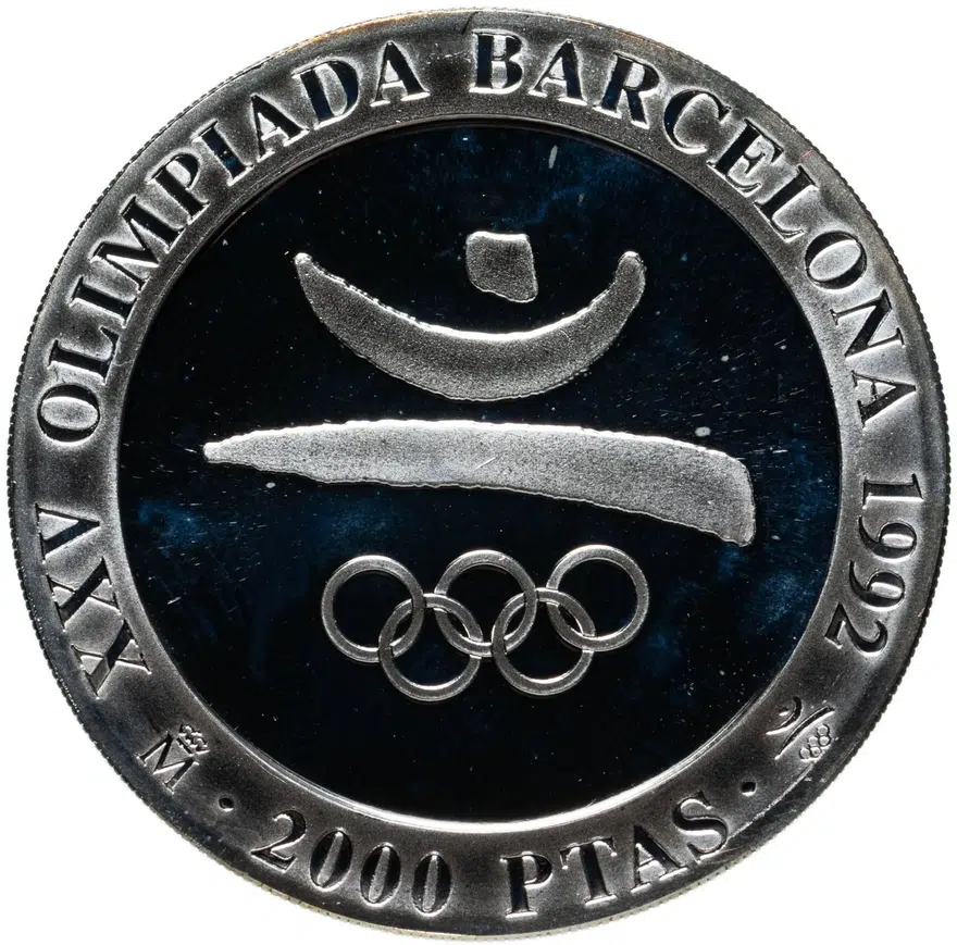 Испания 2000 песет (pesetas) 1990 "XXV Летние Олимпийские игры, Барселона 1992 - символ", реверс