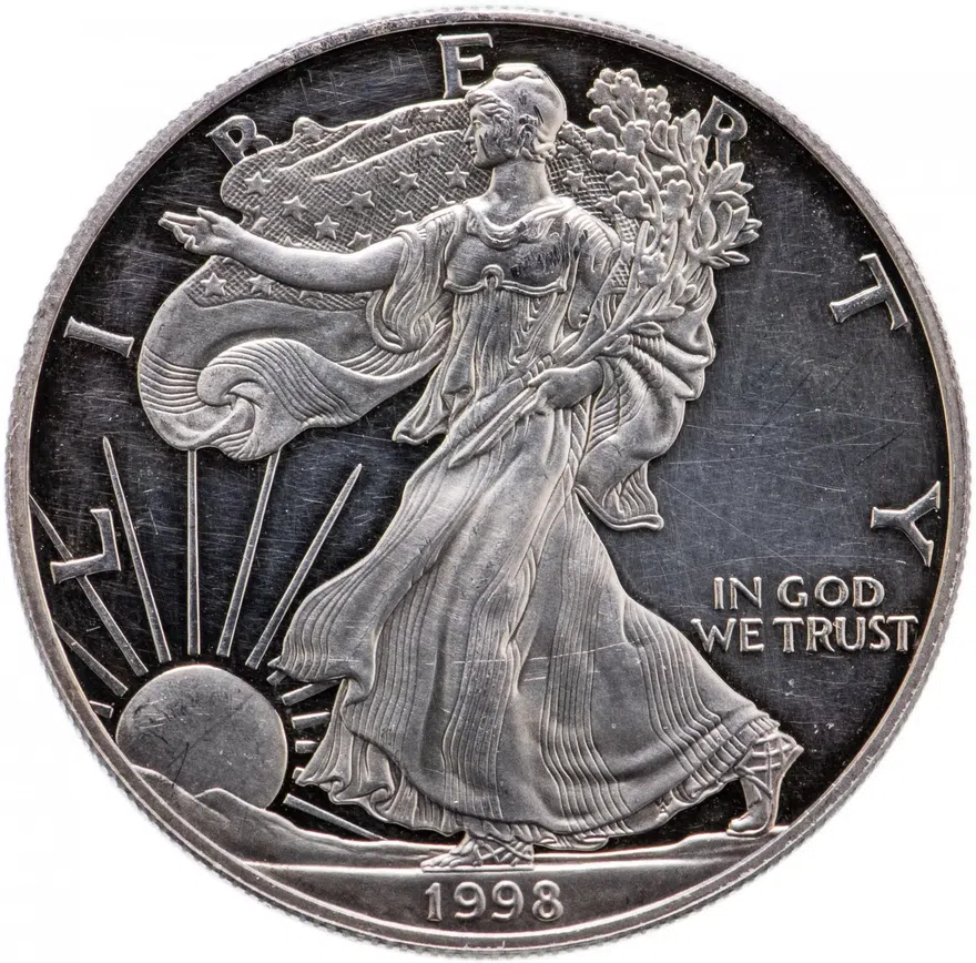 США 1 доллар (dollar) 1998 P "Американский серебряный орёл", реверс