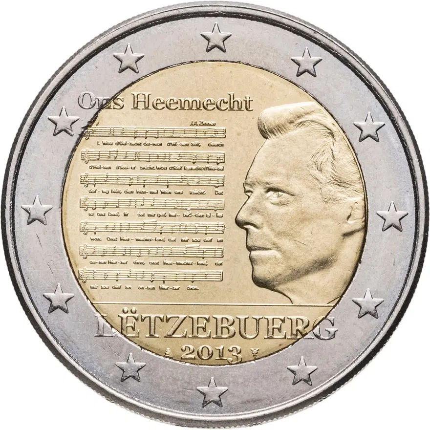 Люксембург 2 euro (евро) 2013 Национальный Гимн