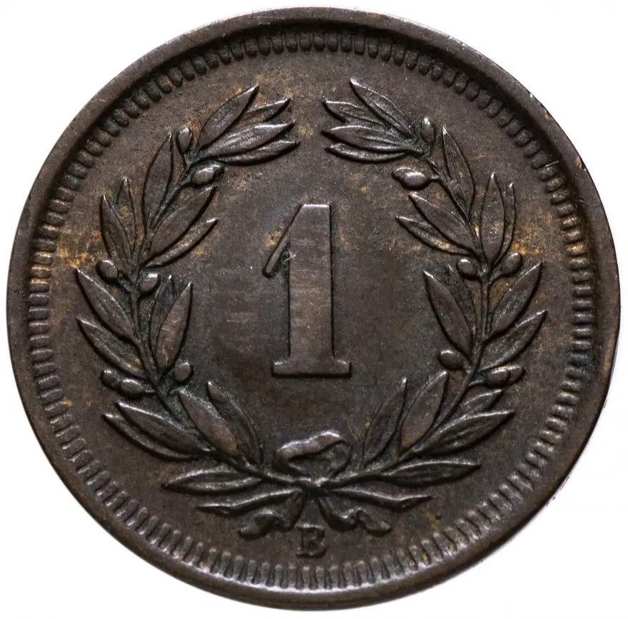 Швейцария 1 раппен (rappen) 1913, реверс
