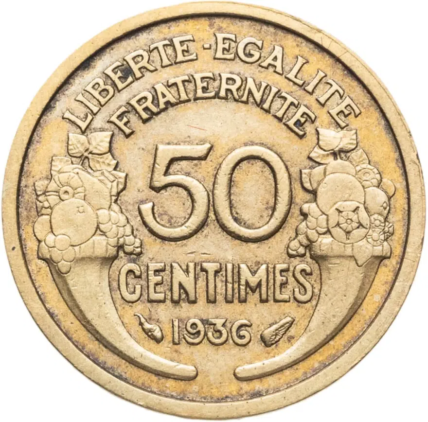 Франция 50 сантимов (centimes) 1936, аверс