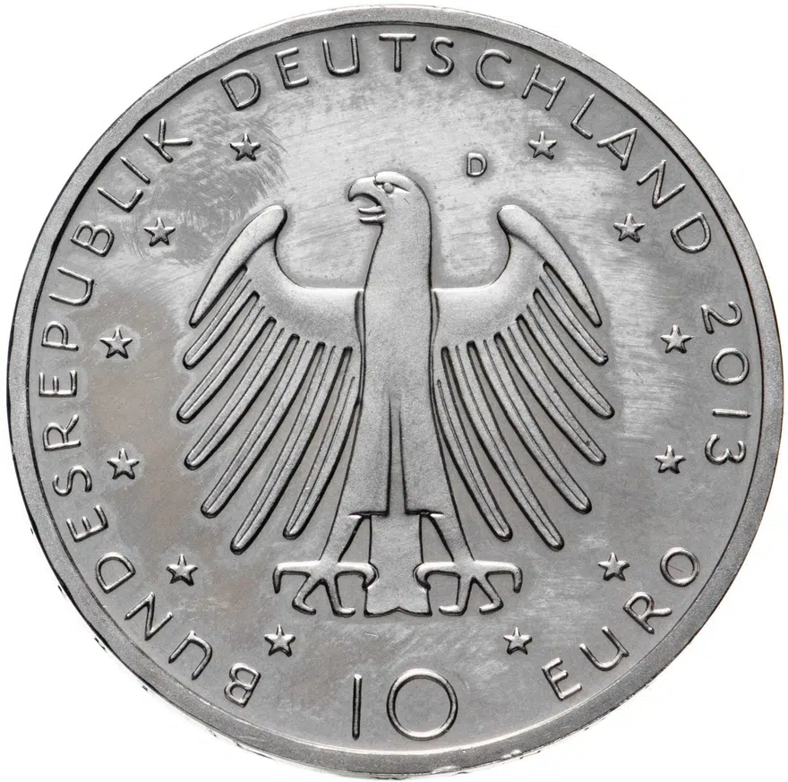 Германия 10 euro (евро) 2013 D  "200 лет со дня рождения Рихарда Вагнера", реверс