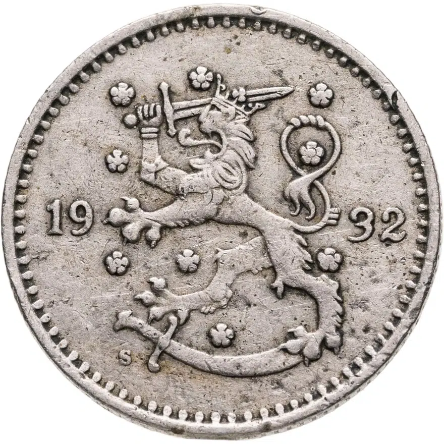 Финляндия 1 марка (markka) 1932, реверс