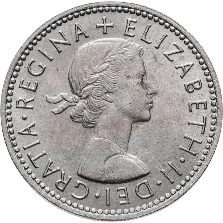 Великобритания 1 шиллинг (shilling) 1966  Английский герб - 3 льва внутри коронованного щита, аверс
