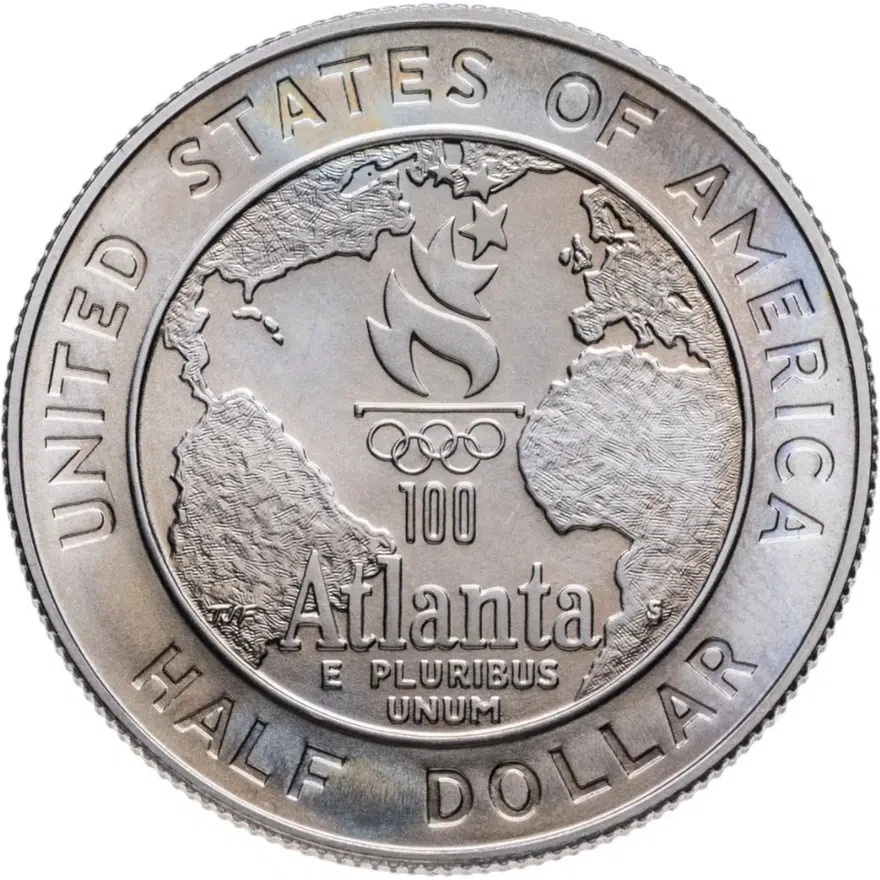 США 50 центов (1/2 доллара, half dollar) 1995  XXVI летние Олимпийские Игры, Атланта 1996 - Баскетбол, реверс
