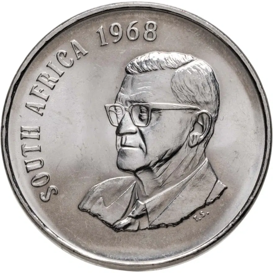 ЮАР 50 центов (cents) 1968  Окончание президентства Чарльза Сварта /SOUTH AFRICA/