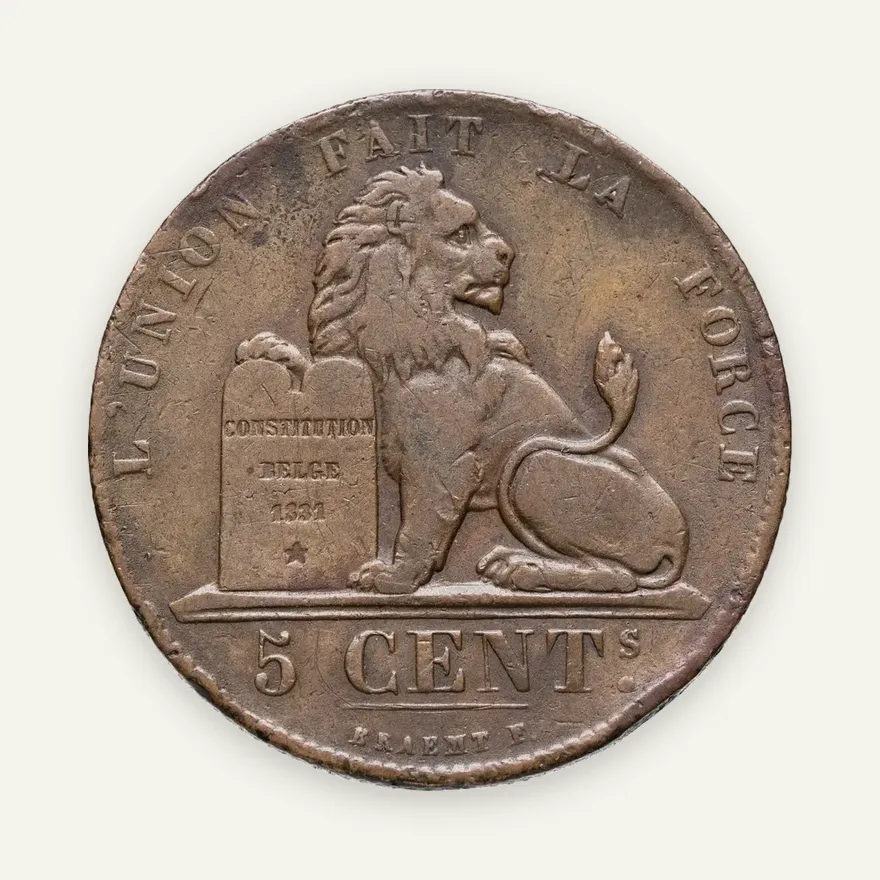 Бельгия 5 сантимов (centimes) 1856, реверс