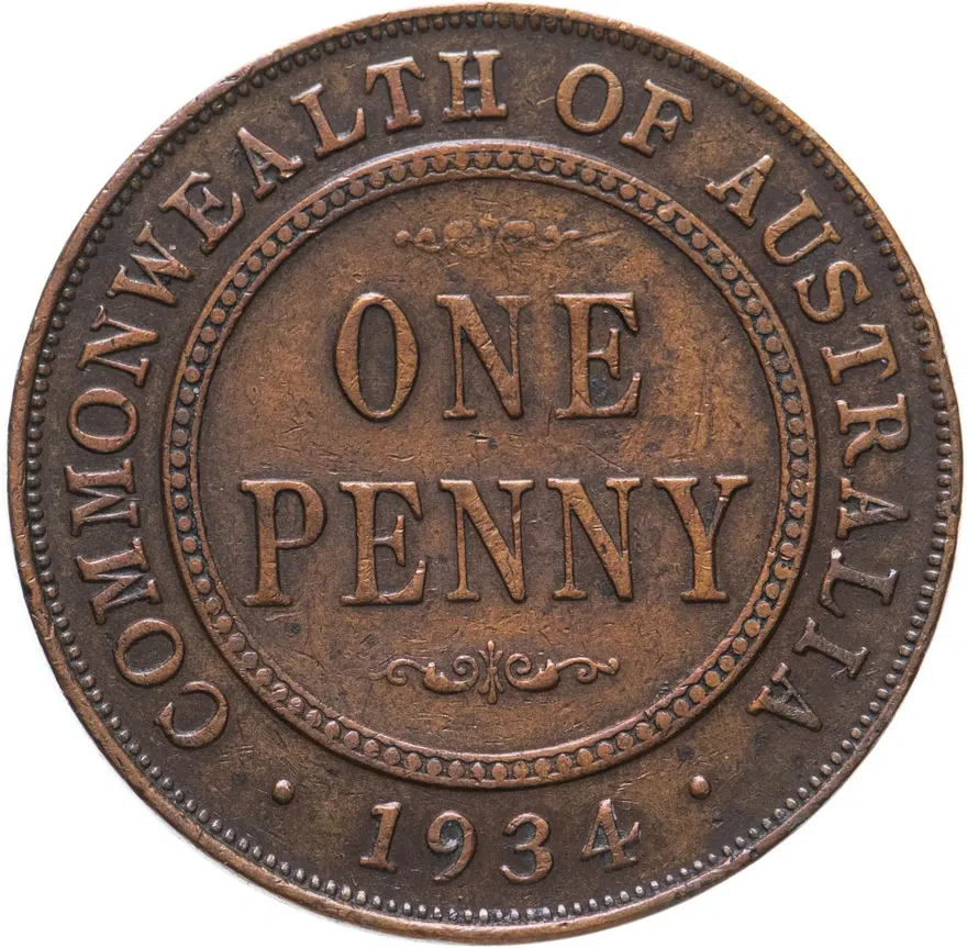Австралия 1 пенни (penny) 1934, аверс