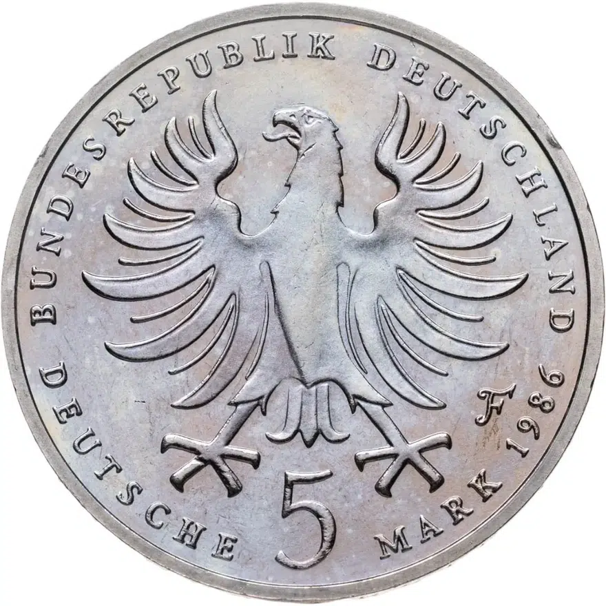 Германия 5 марок (deutsche mark) 1986  200 лет со дня смерти Фридриха II Великого, реверс