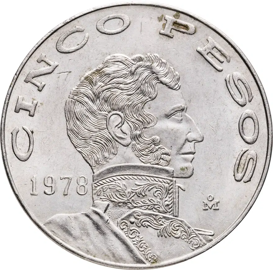 Мексика 5 песо (pesos) 1978, аверс