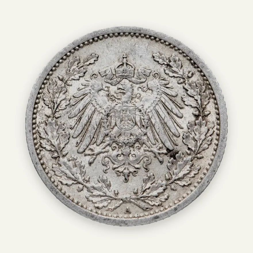 Германия (Германская империя) 1/2 рейх марки 1908 "А", реверс