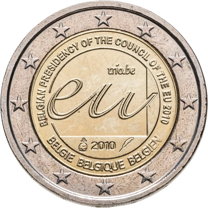 Бельгия 2 euro (евро) 2010 "Председательство Бельгии в Совете ЕС", реверс