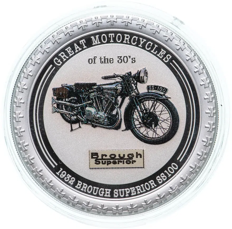 Острова Кука 2 доллара "Великие мотоциклы 1930-х - Brough Superior SS100" в буклете