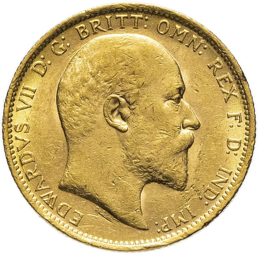 Великобритания соверен (sovereign) 1905, аверс