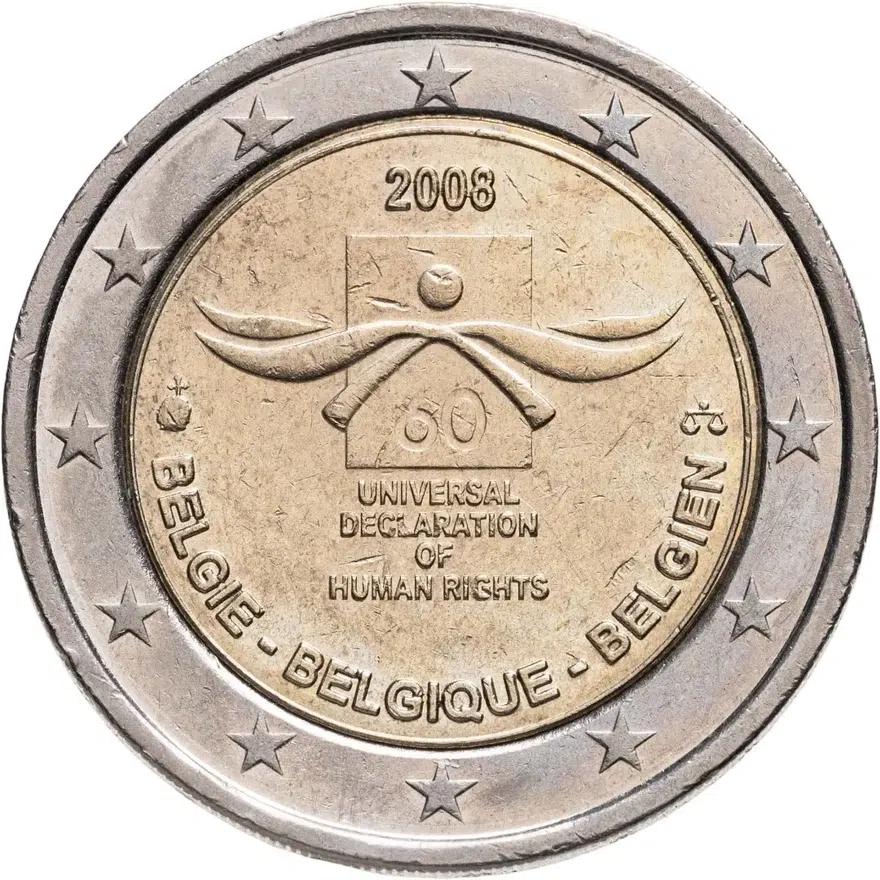 Бельгия 2 euro (евро) 2008 "60 лет Всеобщей декларации прав человека"