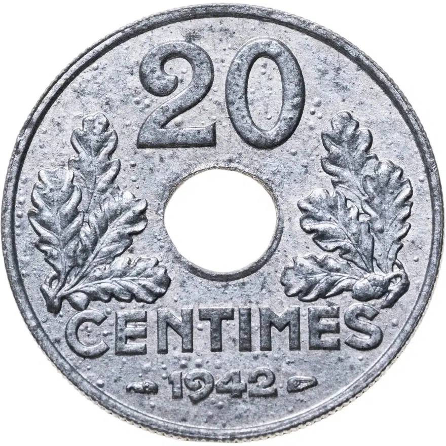 Франция 20 сантимов (centimes) 1942