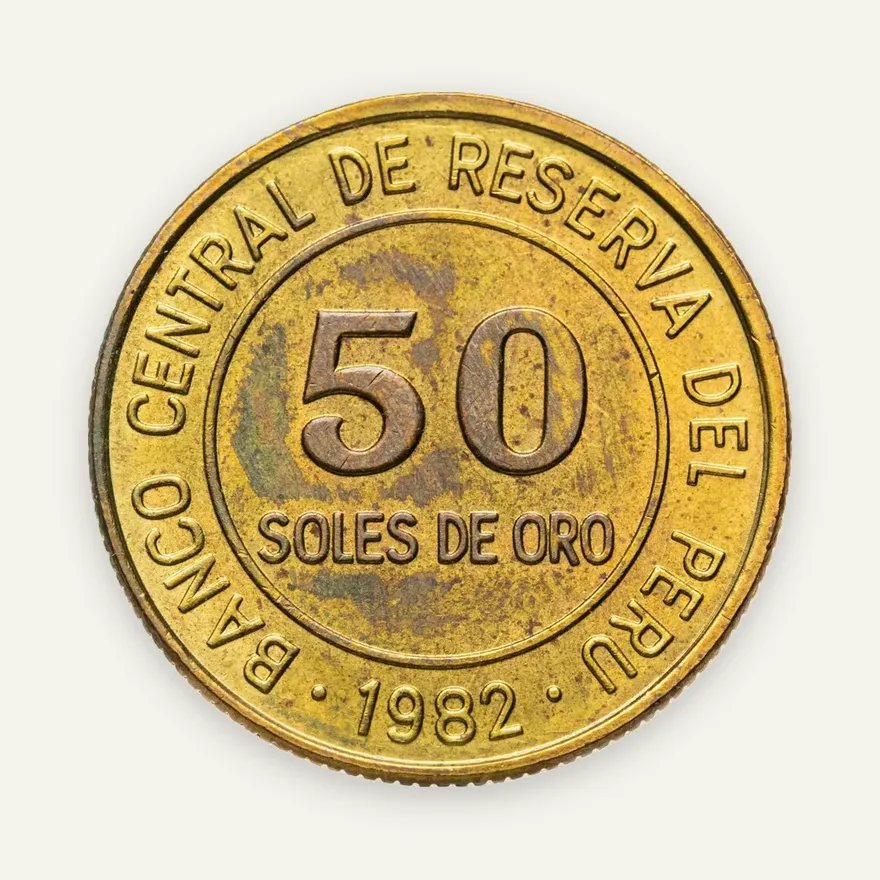 Перу 50 солей (soles) 1982   Без отметки монетного двора, аверс