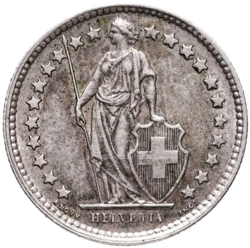 Швейцария 1/2 франка (franc) 1958, реверс