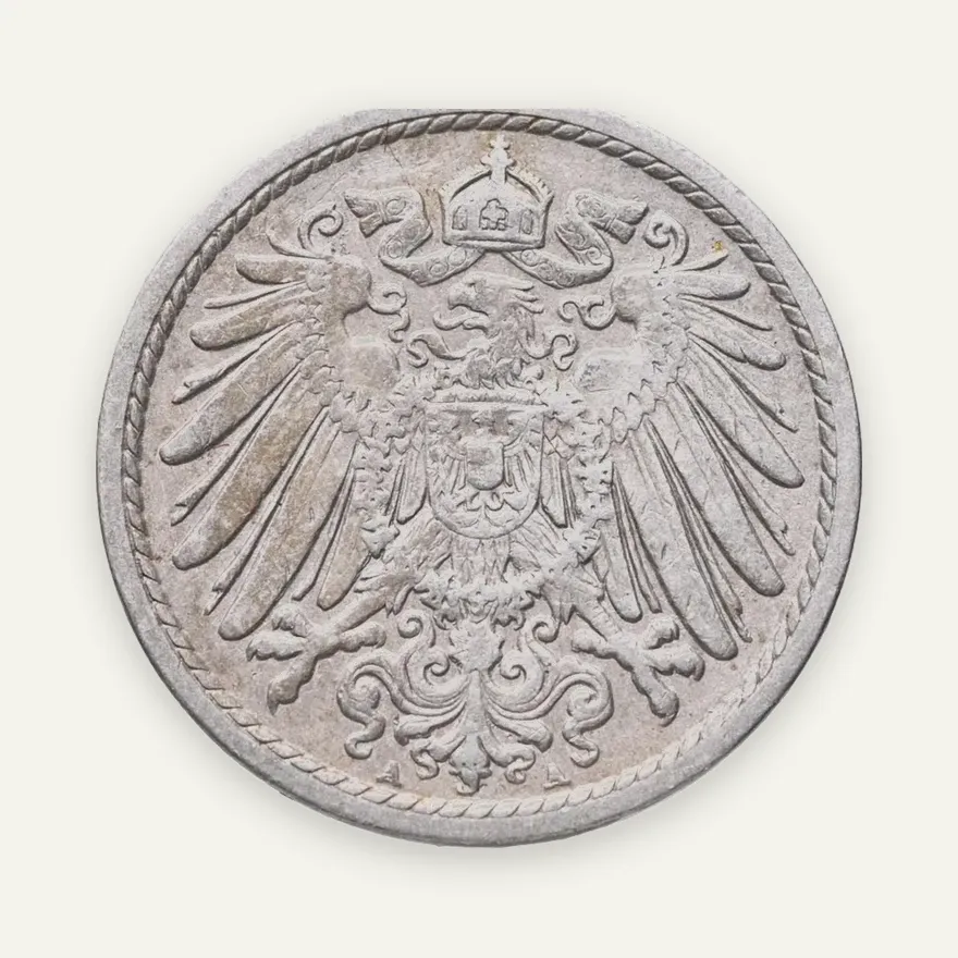 Германия 5 пфеннигов (pfennig) 1904 A  знак монетного двора: "A" - Берлин, реверс